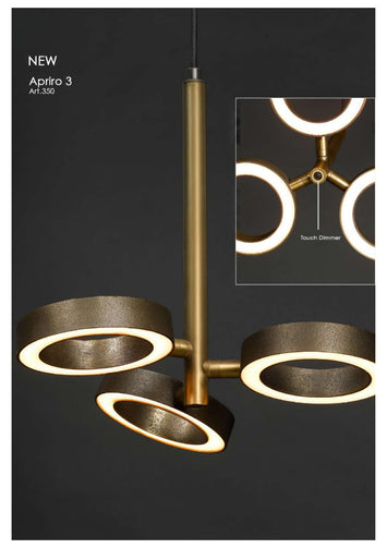 Apriro 3 lichts hanglamp Donker messing sfeer
